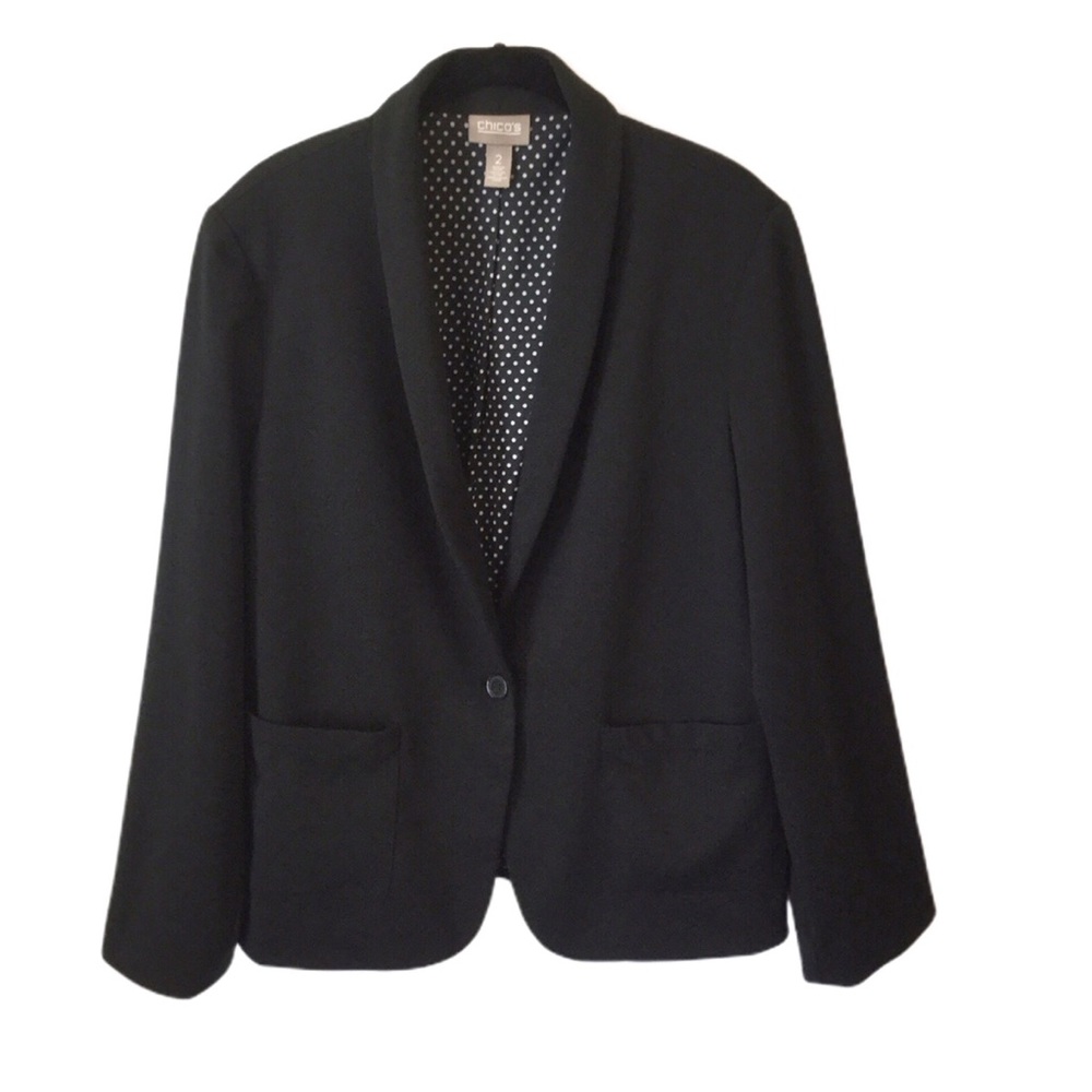 Chico’s Ponte Dot Inner Beauty Black Blazer L/12